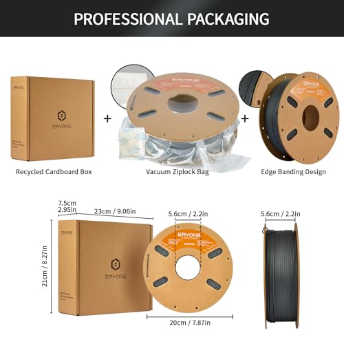 Image of ERYONE Wood PLA Filament 3D Printer PLA Filament 1.75mm + /- 0.03mm, PLA Filament 1KG Cardboard Spool(2.2LBS), Charcoal Grey Wood