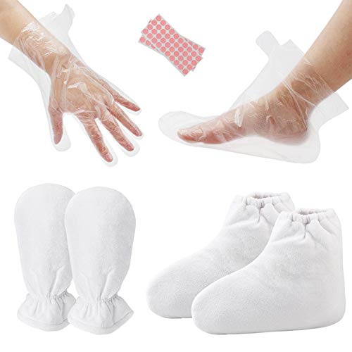 Paraffin Bath Mitts Liners, Segbeauty Snug Elastic Opening Paraffin Wax Glove and Bootie with Double Terry Clothes, Hand and Foot Bags for Thermal Therapy SPA Treatment Therabath Paraffin Machine