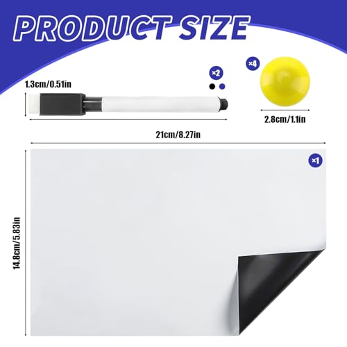 A5 Whiteboard Folie Magnetisch, Magnettafel Kühlschrank Abwischbare DIY Magnetisches Whiteboard Terminplaner Wiederverwendbar Mit 2 Marker 1 Radiergummi 4 Magnete für Notiztafel Meeting (set C)