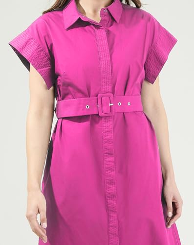 Image of EZAPINE Womens Summer Shirt Dress Casual Button Down Long Dress with Belt