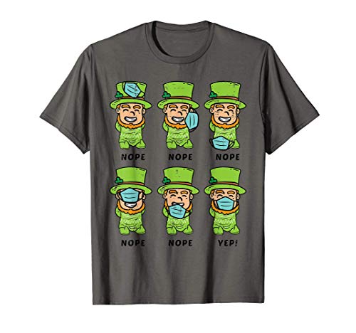 Lepreachaun Wearing Face Mask St Patrick Day Quarantine Gift T-Shirt