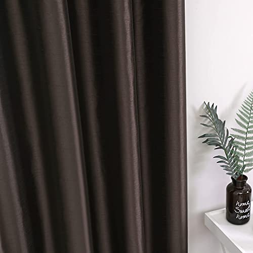 Image of GYROHOME Extra Wide Coffee /Brownout Curtain for Sliding Glass Door, Faux Silk Coffee /Brownout Curtains Fully Lined Solid Window Treatment Drapes (1Panel,100x120inch,Coffee /Brown)