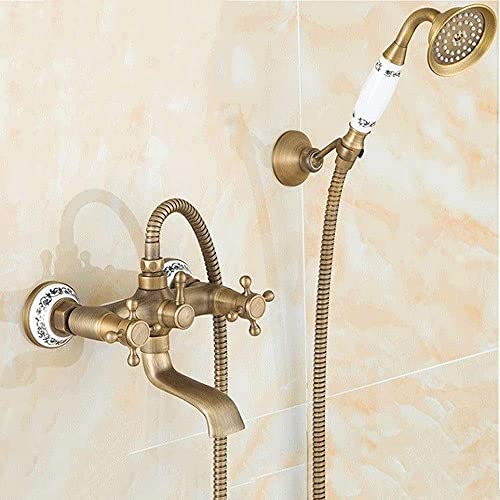 Robinet de salle de bain triple mitigeur chaud et froid en bronze à poignée unique fluide G1/2
