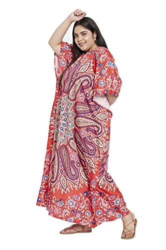 Image of Oussum Women Polyester Casual Long Plus Size Beach Caftan Cover Up Maxi Dress 1X-3X Summer Kaftan Dresses for Women