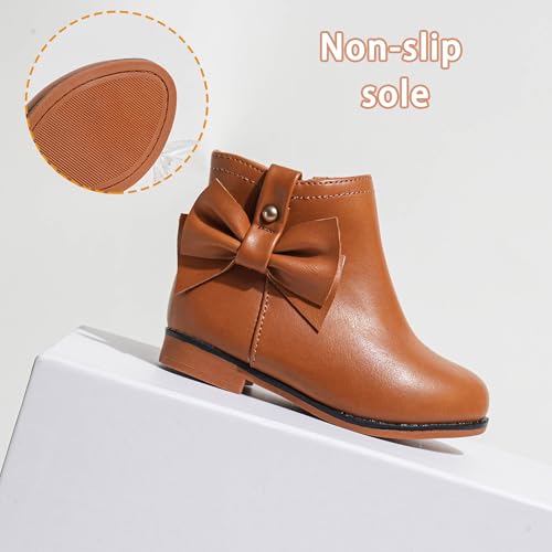 Girls Boots Fashion Ankle Boots for Girls with Zipper Short Suede Booties with Bow for Toddler/Little Kids3