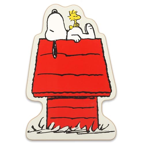 Image of Open Road Brands Peanuts Snoopy and Woodstock Doghouse Nap Wood Wall Decor - Adorable Snoopy Decoration for Home or Classroom