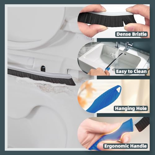 TQRR Reinigungsbürste - Fugenreinigungsbürste, Toilettenbürste, Hartborsten Eckenreinigungsbürste, Reinigungswerkzeuge Für Haushalt, Badezimmer, Küche, Waschbecken, Fugenmörtel (2, Flechtenblau)