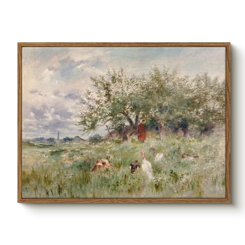 Bzstyleart Framed Vintage Wall Art for Living Room, Thanksgiving Turkey Wall Art, Canvas Framed Artwork Picture Print, Modern Farmhouse Decor, Room Aesthetic Decor for Bedroom, 12 X 16 Inches