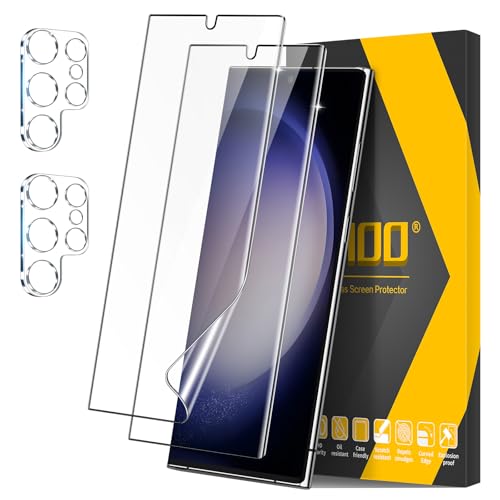 JEHOO für Samsung Galaxy S23 Ultra Schutzfolie, [2+2 Stück] Weiche TPU Schutzfolie [Nicht-Glas] und Kameraschutz, Finger...