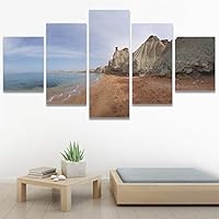 SIGNWIN 5 Panel Canvas Wall Art Coastal Scenery for Home Decorations Ready to Hang - 60