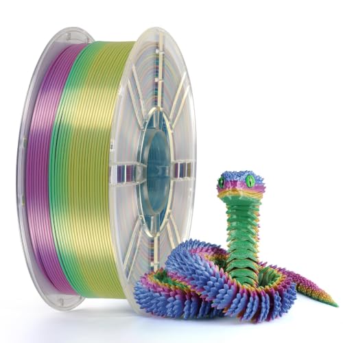 Kingroon Silk Rainbow 3D Printer Filament PLA, Multi Colour PLA Filament, Dimensional Accuracy ±0.02mm, 1kg Spool(2.2lbs