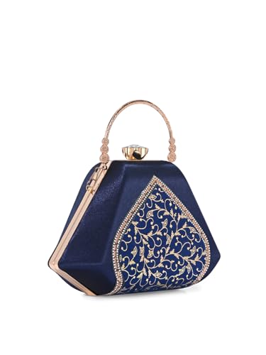 Image of TOOBA Handicraft Women's Beautiful Bling Box Clutch Bag | Evening Bag, Bridal Purse & Party Handbag | Wedding & Special Occasion Clutch (Mix Pyramid)