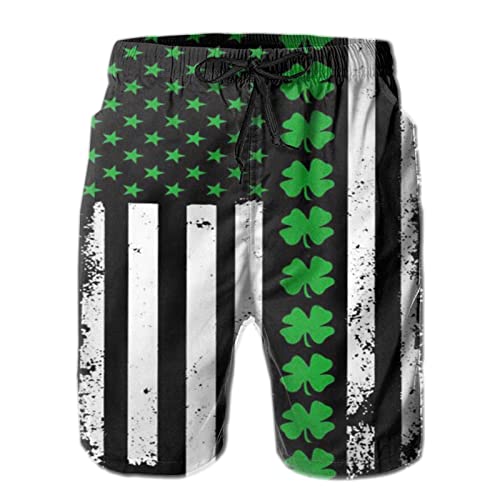 Ireland American Flag Shamrock Swim Trunks Quick Dry Board Shorts - Main Image