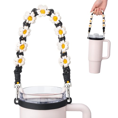 Image of Water Bottle Handle Strap for Stanley Cup, Owala and Most 12-40oz Bottles | Handle Strap for Hydro Flask, for HydroJug, Easy To Carry, Boho Hand-Woven, for Commutes, Outdoor Use