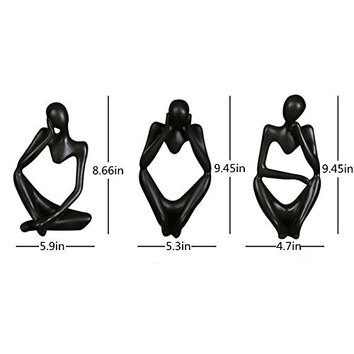 Estatua decorativa de resina estilo pensador negro grande miniatura 6