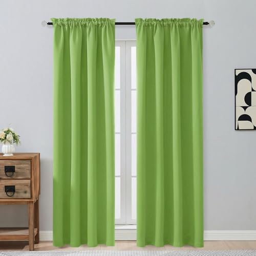 Image of Lime Blackout Curtains for Bedroom 84 Inch Length 2 Panels Set, Thermal Insulated Curtains for Living Room Nursery, Energy Saving Cortinas Blackout para Dormitorio, 2x40Wx84L