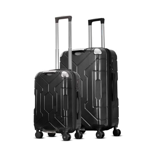 Image of Awenger Polycarbonate Trolley Bag Set - 20 inch Cabin & 26 inch Check-in | Lightweight Hard Shell Luggage | 360 Spinner Wheels | Water-Repellent | Durable Travel Suitcase - Black