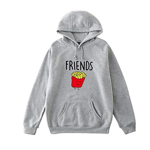 Friend French Fry Hoodies Sweatshirt Jacka Casual Oversized Hoodie Plus Size 4XL Merchandise Dam Huvtröjor, Grå vänner, M