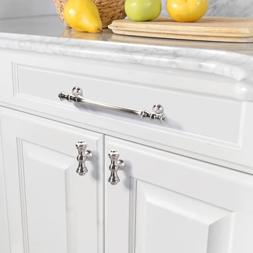 9BUILD EU0040 Pack of 6 Cabinet Handles, Brushed Nickel, Hole Spacing, 128 mm - Image 2