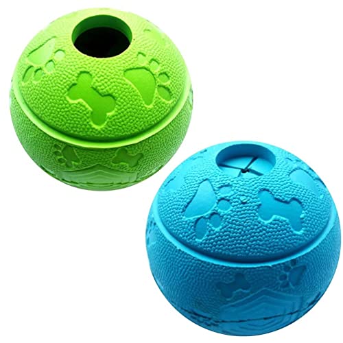 Feixun Dog Treat Ball and Toy, Interactive - Pack of 2 (Green, Blue)