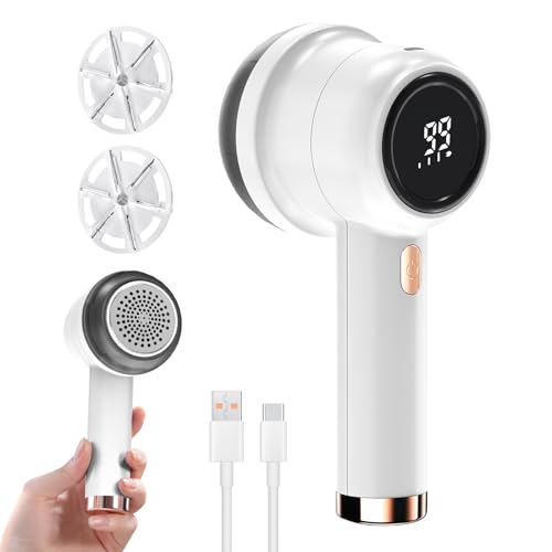Smiling Shark Levapelucchi Elettrico Rasoio, M-2 Togli Pelucchi Elettrico Ricarica Ultra Rapida 3 Velocità 6 Lame Foglie LED Display Adatto per Abbigliamento Mobili, Levapelucchi-Elettrico-Togli-Leva