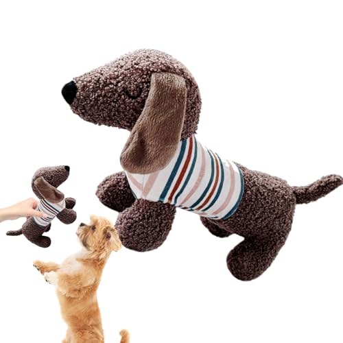 Dog Chew Hundespielzeug, quietschendes Plüsch, Dackel-Design für Welpen | Zahnreinigungstaste für Welpen, weiches Plüschtier, Kauspielzeug