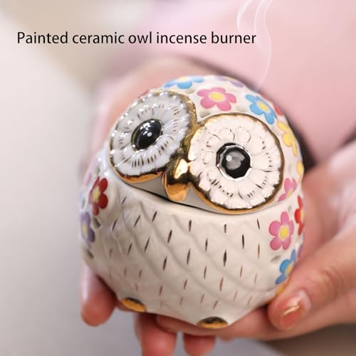 Owl Incense Burner, Ceramics Incense Holder with Incense, Exquisite Censer for Aromatherapy Yoga Spa Meditation Home Office Decor