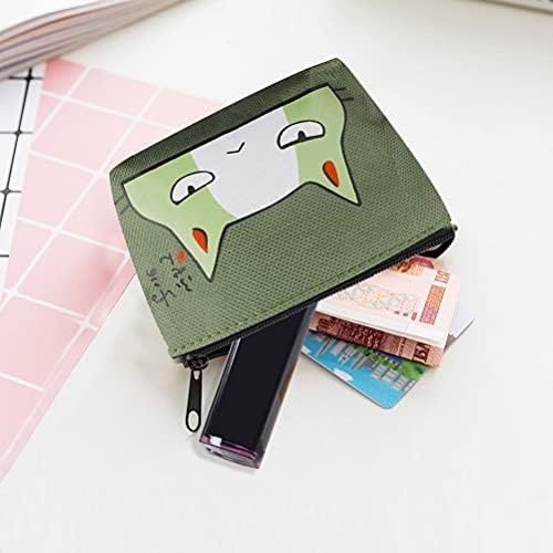 Canvas Pouch for Coin, 2 Pcs Small Canvas Coin Purse Holders Change Wallet Cute Women Wallet Pouch for Credit Card, ID Card, Keys, Headset, Lipstick (Blue and Green)