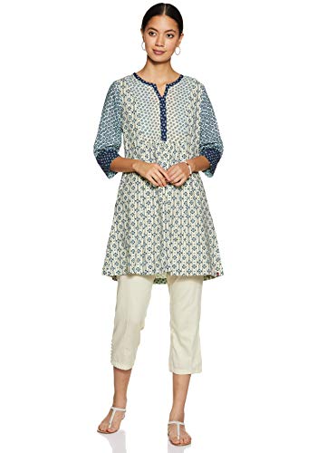Image of BIBA Womens Notched Neck Printed Kurta and Pants Set