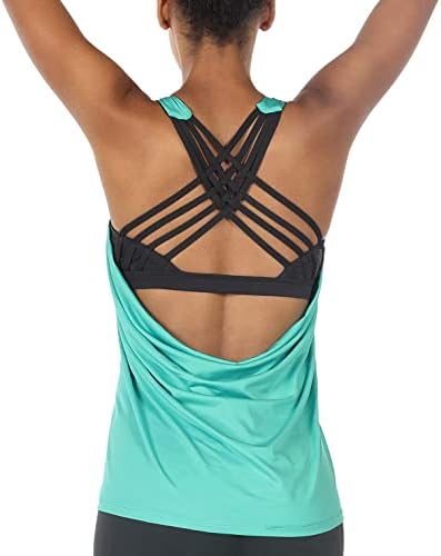 icyzone Yoga Tops Workouts Clothes Activewear Built in Bra Tank Tops for Women (M, Florida Keys)
