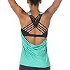icyzone Dames sporttop met geïntegreerde beha – 2-in-1 yoga sport shirt fitness training tanktop