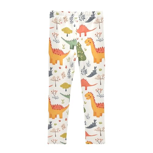 Dino and Tree Girls Leggings,Workout Leggings for Girls Toddler Athletic Legging Size for 3-10T2