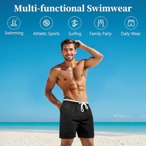 GINGTTO Mens Swim Trunks 5" Inseam with Mesh Lining Quick Dry Swim Shorts Bathing Suit4