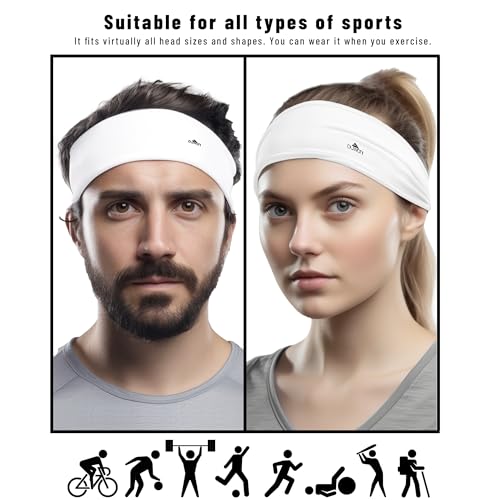 Image of Duwoni Sports Headbands for Men, Moisture Wicking Workout Headband, Sweatband Headbands for Running,Cycling,Football,Yoga,Tennis,Hiking,Hairband for Women and Men