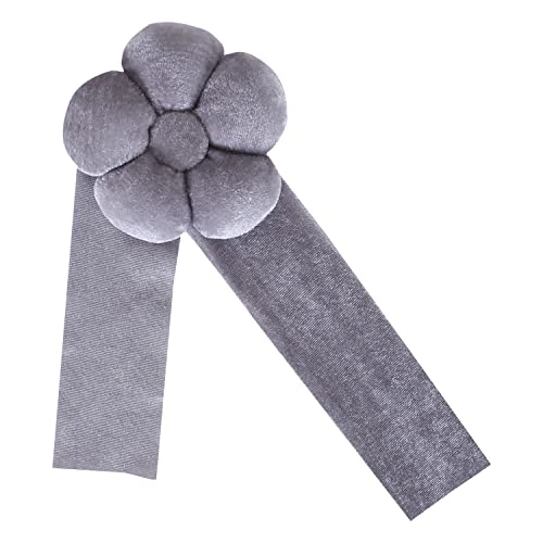 Image of Kuber Industries Velvet Flower Curtain Tassel | Tieback for Home Decorative | 2 Pieces Drape Tie Back for Home | Office | Gray