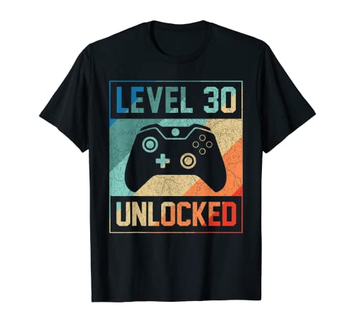 Level 30 Unlocked Shirt Video Gamer 30th Birthday Gifts Tee T-Shirt