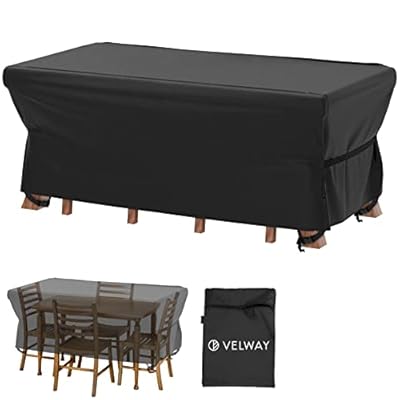 Velway Patio Furniture Cover Outdoor, Waterproof Rectangular Patio Table Chair Sofa Set Cover, 67”Lx37”Wx28”H, All Weather Oxford Tear-Resistant Material with Zipper Carrying Bag Windproof Buckles