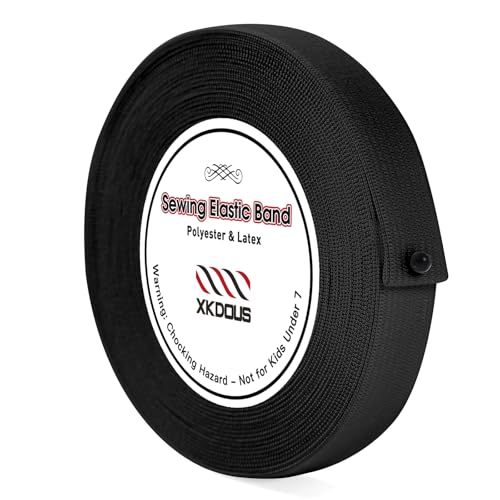 XKDOUS Elastic Band for Sewing, 0.6 Inch 14 Yards, Black