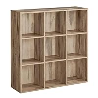 VASAGLE Bücherschrank, Bücherregal, mit 9 Fächern, Büroregal, Würfelregal, Standregal, für Wohnzimmer, Schlafzimmer, Büro, Kinderzimmer, Kamelbraun LBC177K01