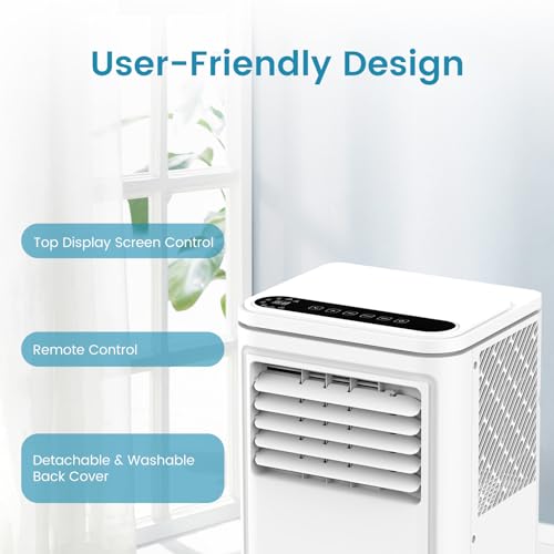 COWSAR 8000 BTU Portable Air Conditioners, Portable AC Cool up to 450 Sq.Ft, 4 Modes Room Air Conditioner with Remote/LED Display/24Hrs Timer/360° Wheels/Installation Kits, Ideal for Home/Office - Image 6