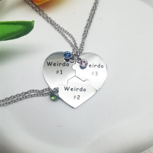 Weirdo Necklace Heart Bff for 3 Best Friend Sister Friendship Jewelry2