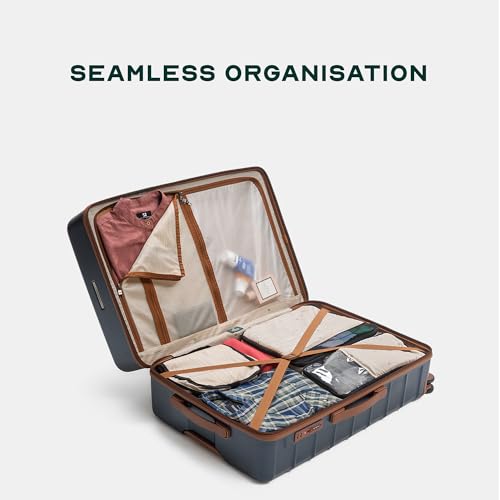 Image of Assembly Odyssey 24 Inch (65 cm) Check-in Medium Trolley Bag Hard Shell Polycarbonate Suitcase Lightweight with TSA Lock 8 Spinner Wheels Blue