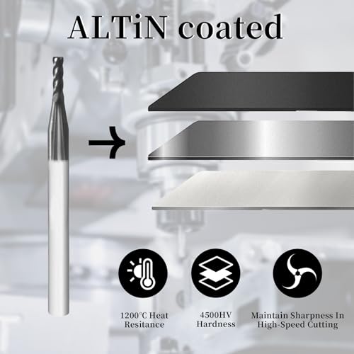 Image of 1 /16 inch End Mill Bits, Square Carbide End Mill with 4 Flutes,ALTiN Coated, HRC 55, Professional Router Bits for CNC & DIYes to Milling Alloy Steels /Hardened Steels (5Pcs)