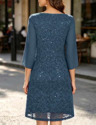 Image of COOAN Wedding Guest Cocktail & Formal Dresses for Women - Lace Sequin Dress