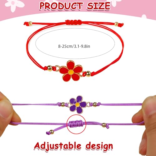 12 Pcs Flower Friendship Bracelets Handmade Colorful BFF Bracelet Set Cute Daisy Adjustable Wrist Cord Jewelry for Women Friend Couples Partner3