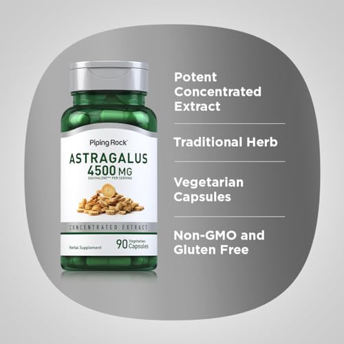 Piping Rock Astragalus Root Extract Capsules | 4500mg | 90 Count | Vegetarian, Non-GMO, Gluten Free Supplement - Image 5
