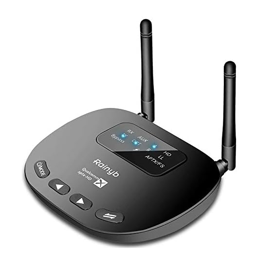 Long Range Bluetooth Transmitter Receiver Bluetooth Audio Adapter for TV PC Home Stereo Headphone Speaker with AptX LL & AptX HD, Optical RCA Rainyb