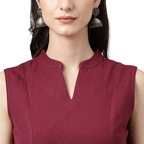 Image of FIORRA Women's Maroon Rayon A-line Kurta with Pant