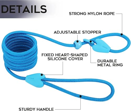 Image of 2 Pack Slip Leads for Dogs 6FT Slip Leash for Dogs Dog Lead Strong Nylon Dog Training Leash No Pull Rope Dog Leash Dog Leashes for Small Medium Dogs(Black+Black)