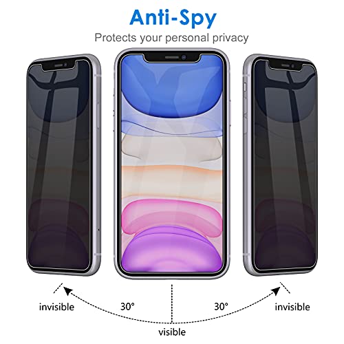 Image of JETech Privacy Screen Protector for iPhone 11 6.1-Inch with Camera Lens Protector, Anti Spy Tempered Glass Film, 2-Pack Each